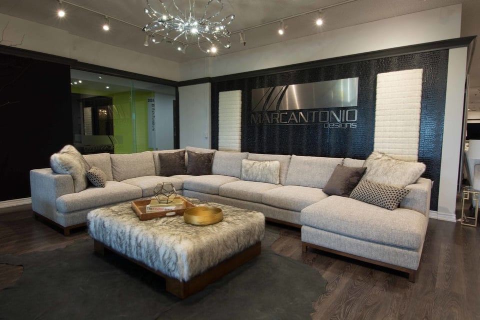 large living room sectional with accent pillows