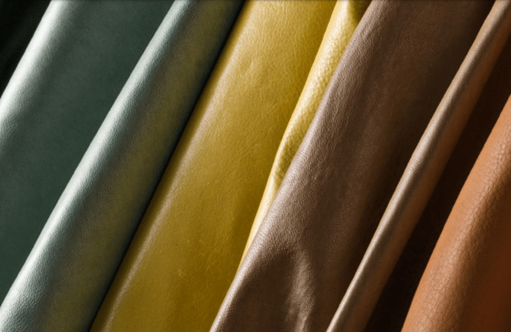 close up of four different types of leather